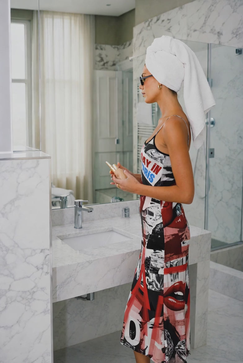 All-Over Print Women's Sheer Mesh Backless Spaghetti Strap Maxi Dress